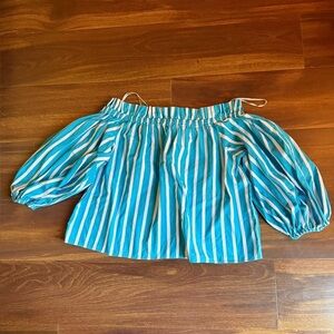 Parker Turquoise and White Striped Top